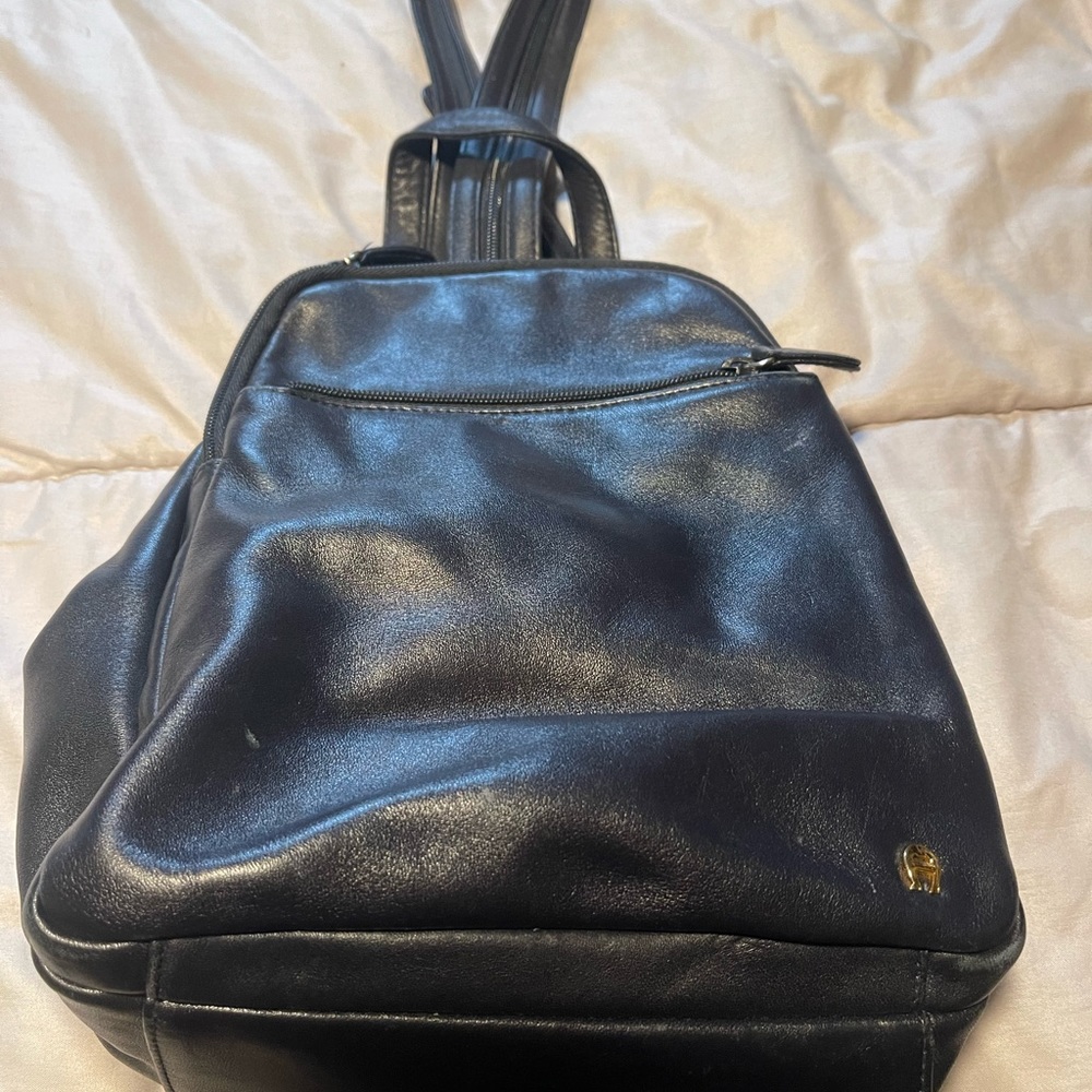 Etienne Aigner Black Leather Backpack